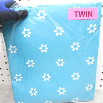 Amazon Basics Soft Microfiber Sheet Set with Elastic Pockets - Twin, BLUE FLOWERS, FLORAL PRINT 51NF