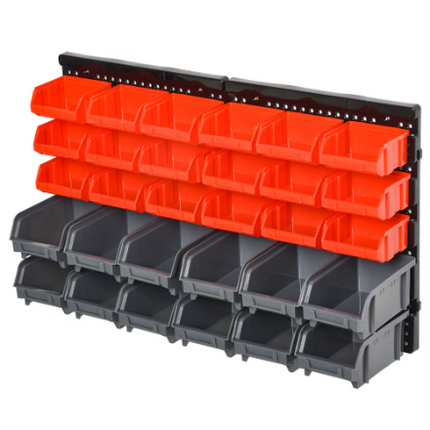 Samrelax Small Parts Organizer Storage Rack 30 Removable Bins Bolt Nuts Tools