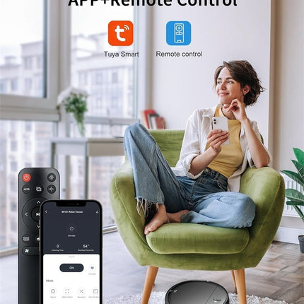 ROBOT 2 in 1 Mopping Robot Vacuum Cleaner with Schedule, Wi-Fi/Voice/App
