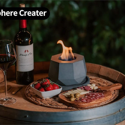 KANTE Concrete Tabletop Fire Bowl Pit with 6" Dark Gray Base
