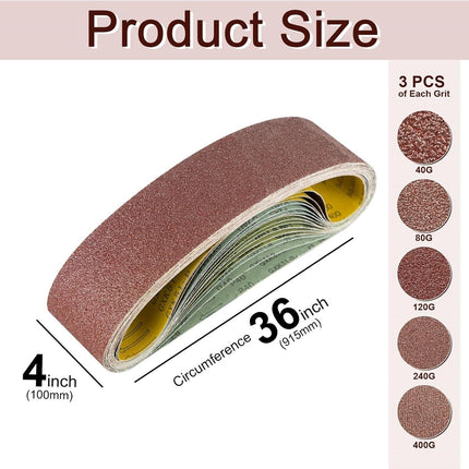 SALI 4 x 36", 15 Pack Sanding Belts