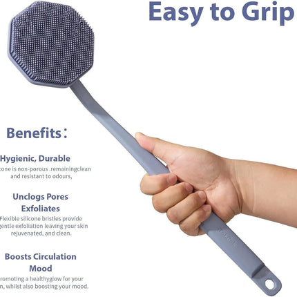 iTkGoK Silver-Infuse Silicone Back Scrubber Burgundy