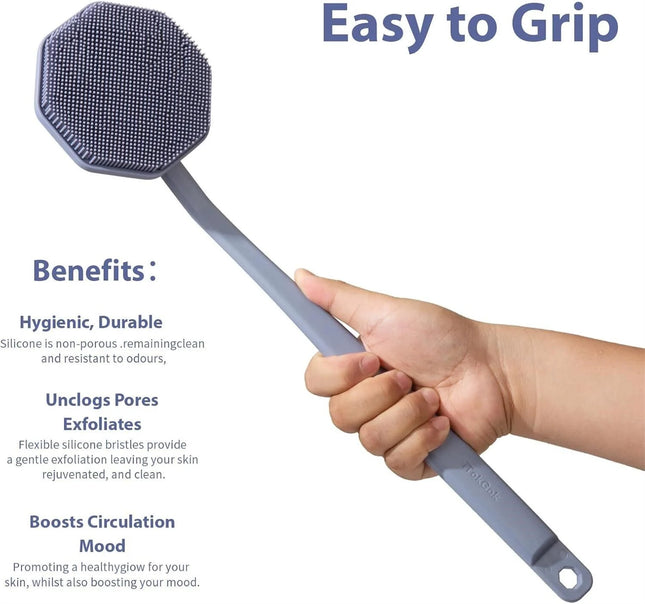 iTkGoK Silver-Infuse Silicone Back Scrubber Burgundy