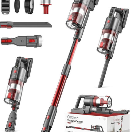 LJUREN V12 Cordless 1.2L Capacity Vacuum Cleaner, RED
