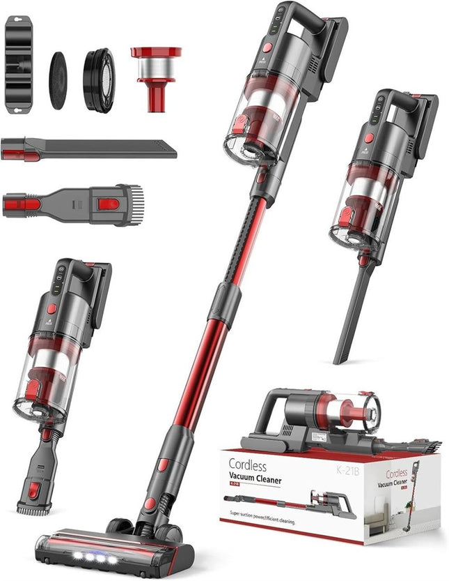 LJUREN V12 Cordless 1.2L Capacity Vacuum Cleaner, RED