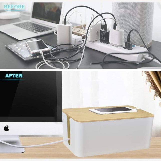 3 PK Large & Medium & Small Storage Bamboo Wires Organizer Box White