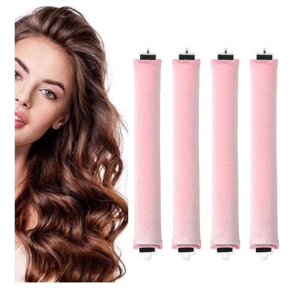 VEKOLA 4PCS Small Heatless Curlers, Pink