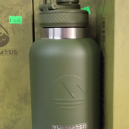 FAHRMOSIS 32oz Insulated Stainless Steel Pet Travel Water Bottle with Built-in Bowl, ARMY GREEN