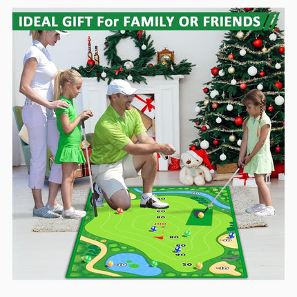Indoor Outdoor Golf Chipping Game, Sticky Pro Mat with 20 Sticky Balls Practice Kit Yard Game with Club (1Side 8 * 4FT)