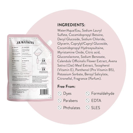 J.R. Watkins Liquid Rosewater Hand Soap REFILL Pouch, 828ml