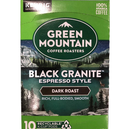Keurig K Cups Green Mountain Black Granite Dark Rost  Espresso Style Coffee10 ct 3.5 oz