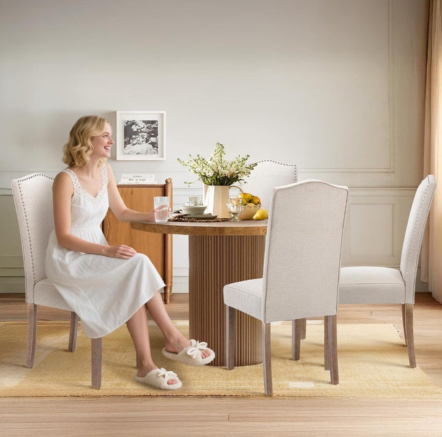 Sunway Stylish Upholstered Parsons Dining Chair, Set of 2, Taupe Color
