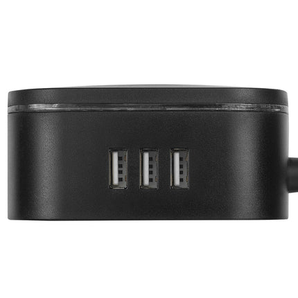 Globe 6 ft. 2-Outlet Black 3-USB Wireless Charging Surge Protector Desktop Power Hub