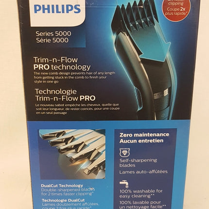 PHILIPS Series 5000 Hair Clipper with Trim-n-Flow PRO, HC5612/15 - BLUE/BLACK LIKE NEW
