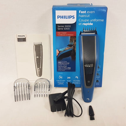 PHILIPS Series 5000 Hair Clipper with Trim-n-Flow PRO, HC5612/15 - BLUE/BLACK LIKE NEW