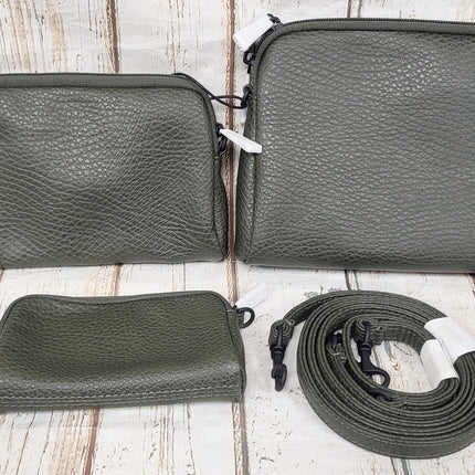 NEW, JuJuBe Unisex Vegan Leather 3 Baglets Set, Olive 18LA01LO