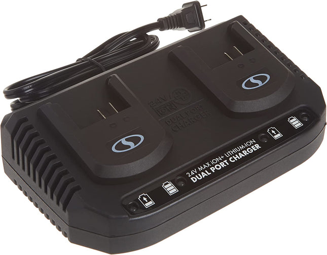 Snow Joe 24VCHRG-DPC 24V iON+ Dual Port Quick Charge Docking Station, Black