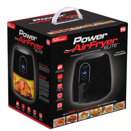 Power Elite 5.5-Quart Digital AirFryer with Bonus Hardcover Cookbook