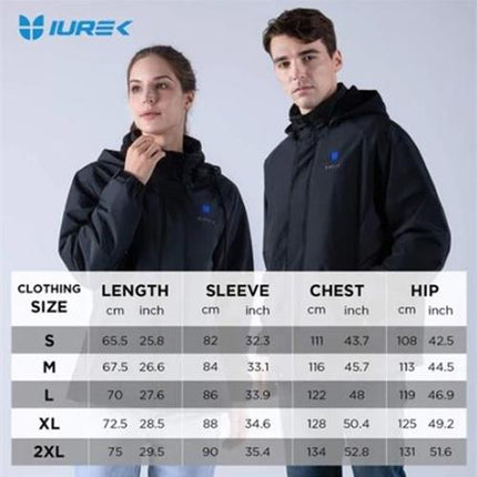 NEW, IUREK ZD960 Unisex Electric Heated Jacket w/ Portable Power Bank - Choose Size